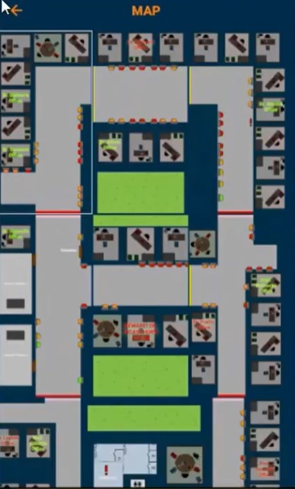 Still from About Us game showing building map