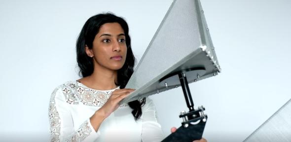 Sakthy with a corner reflector for making assets more reflective to satellites