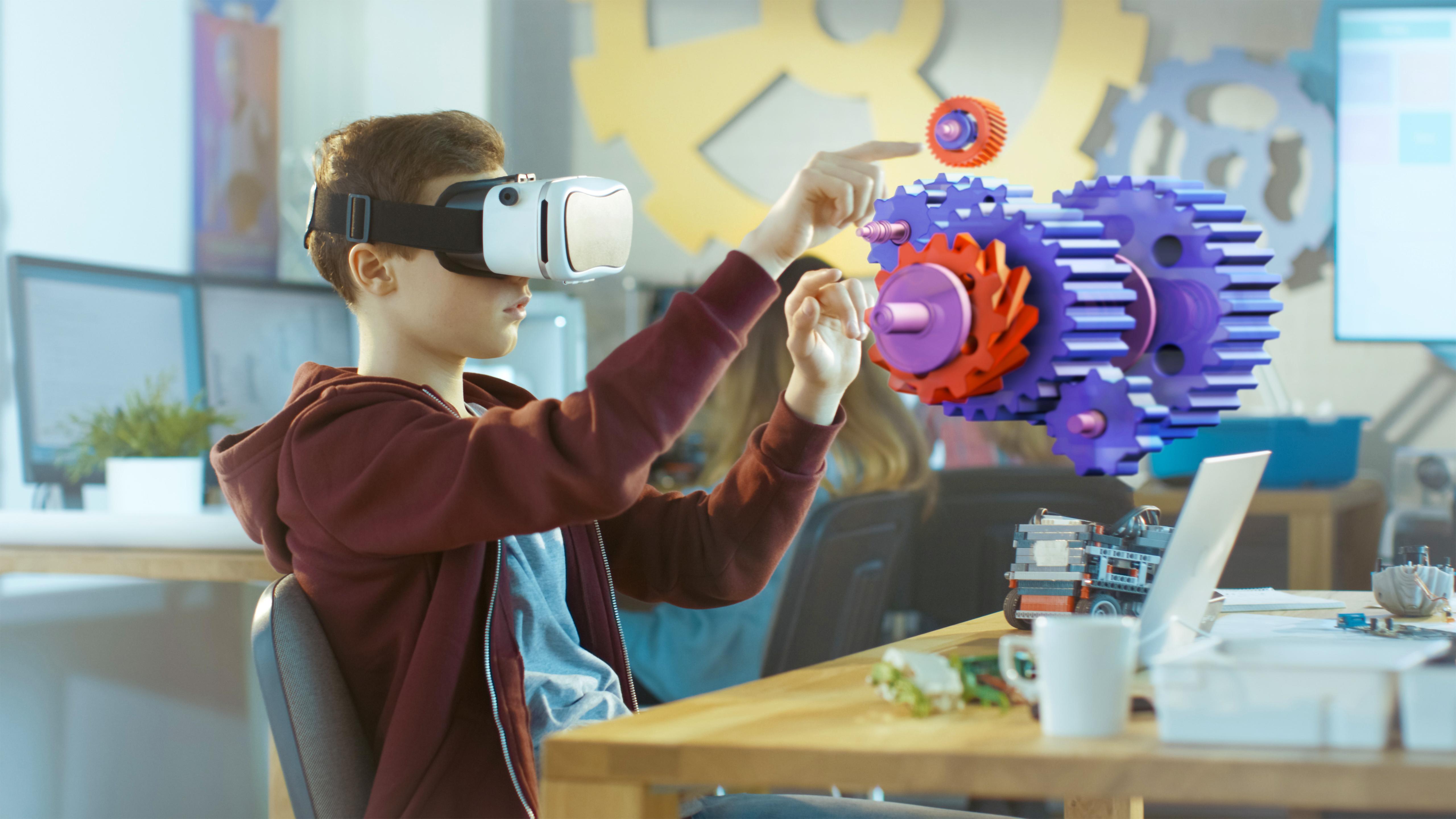 Boy using VR headset
