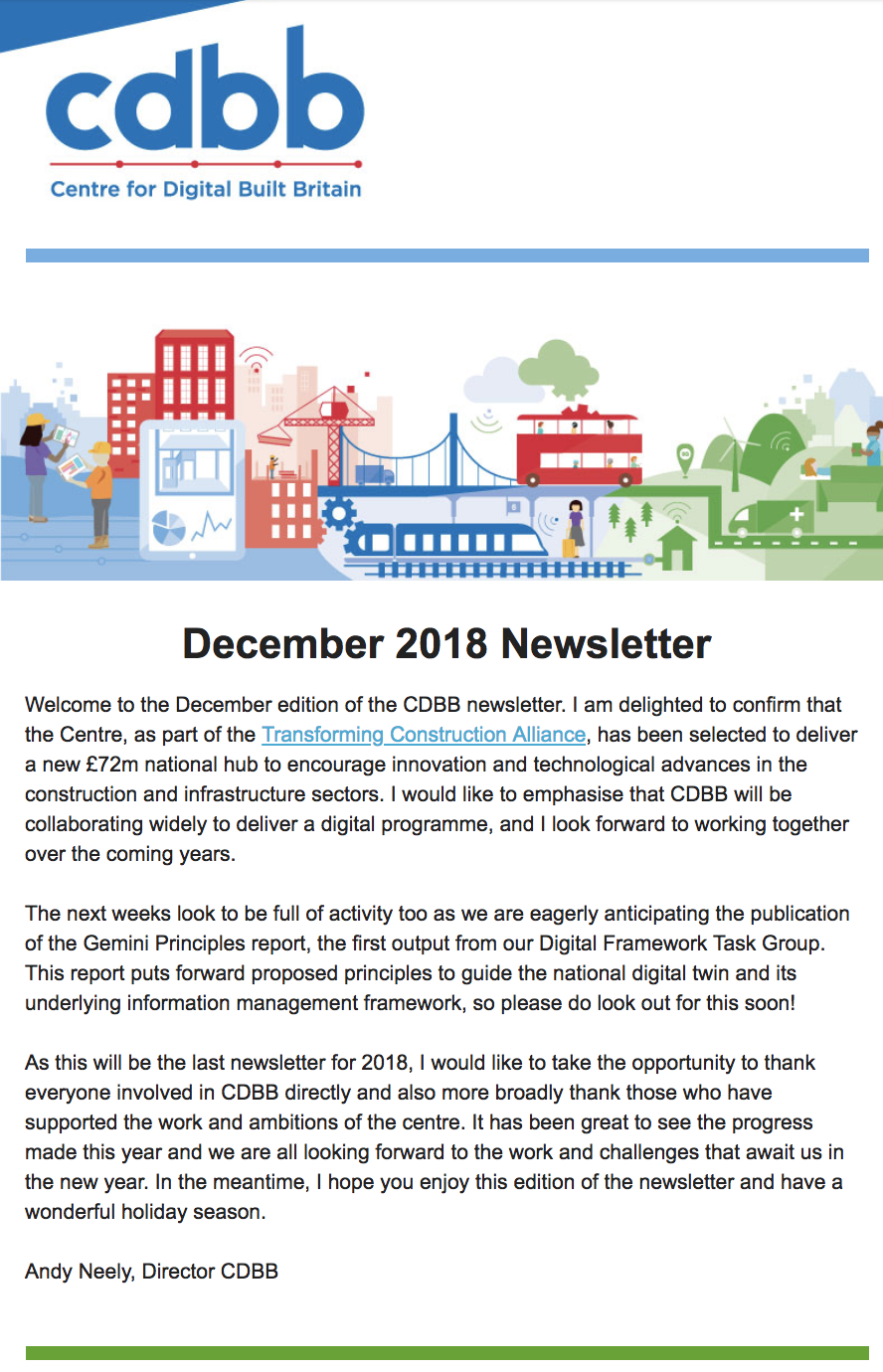 CDBB's December 2018 Newsletter