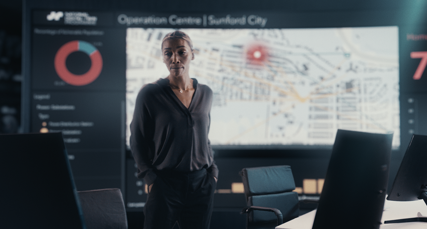 Still from Tomorrow Today of Clara, the digital twin engineer